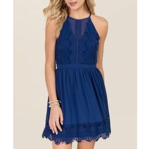 Francesca's London Mesh navy blue dress NWT